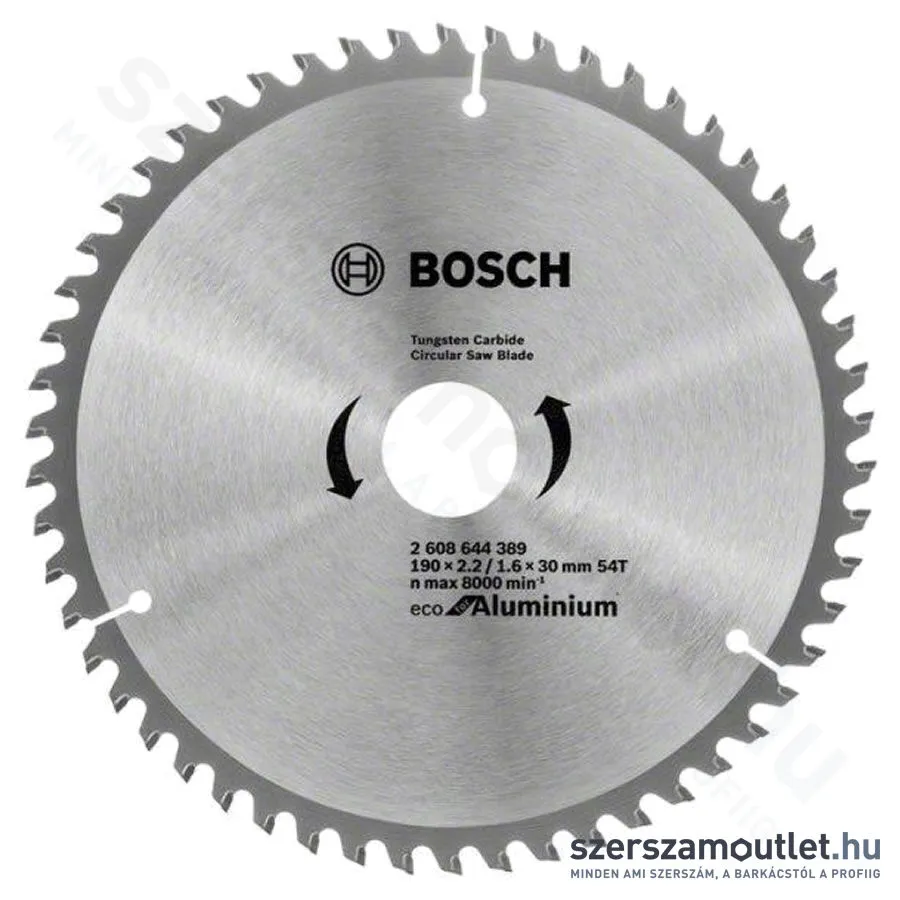 BOSCH Körfűrészlap alumíniumhoz, Eco for Aluminium, 190x2.2/1.6x30mm, 54 fog (2 608 644 389)