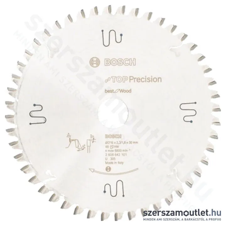 BOSCH Körfűrészlap fához, Top Precision Best for Wood, 216x2,3/1,8x30mm, 48fog (2 608 642 101)