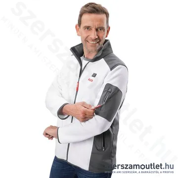 FLEX TF WHITE M MEN Akkus fűthető gyapjú polár pulóver (M) (10,8V/18V) (Akku és töltő nélkül!)
