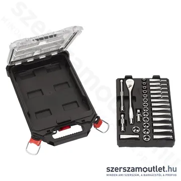 MILWAUKEE Racsnis dugókulcs készlet, 32 részes 3/8" PACKOUT keskeny rendszerezőben (5-15mm)