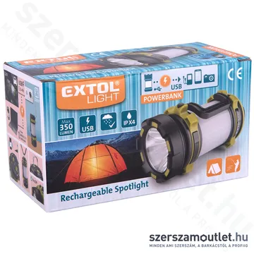 EXTOL USB tölthető akkus lámpa (350lm)