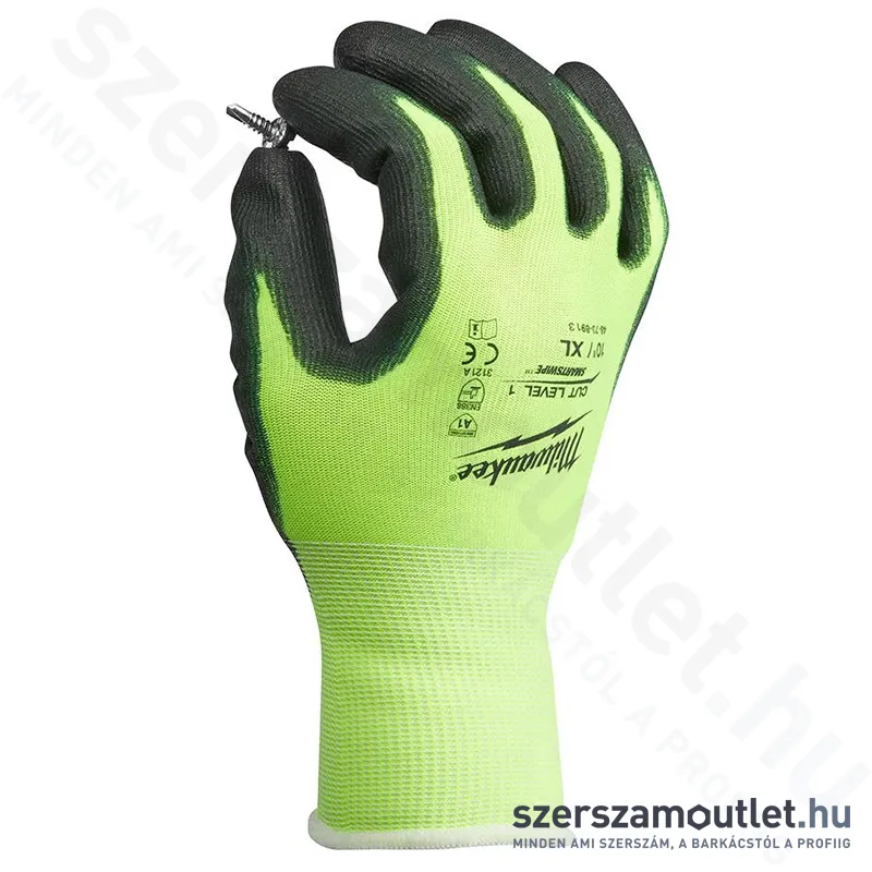 MILWAUKEE Jól láthatósági vágásbiztos kesztyű (1/A vágási szint) XL/10