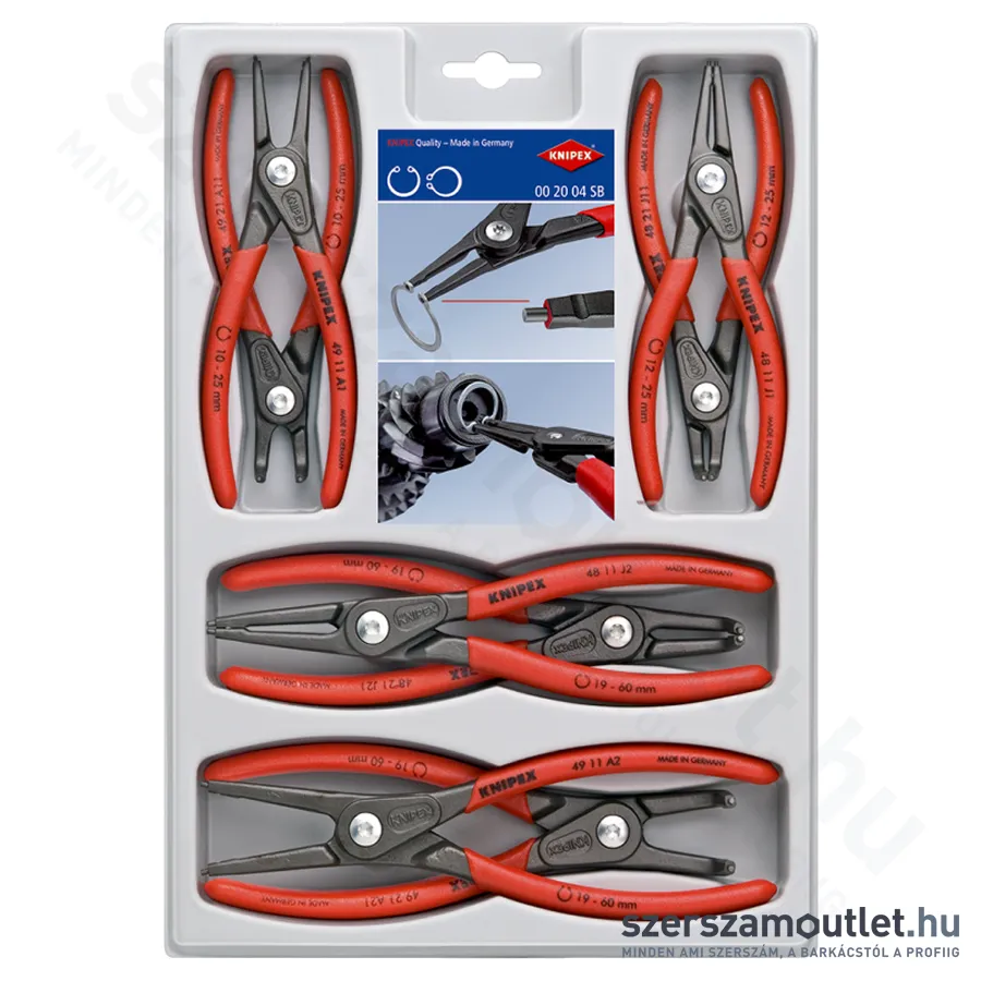 KNIPEX Precíziós Seeger-gyűrű fogó készlet 8db-os (00 20 04 SB)