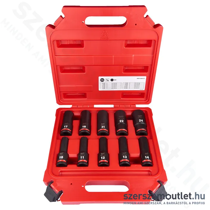 MILWAUKEE Dugókulcs készlet 10 részes 1/2" (10-24mm) (4932480457)