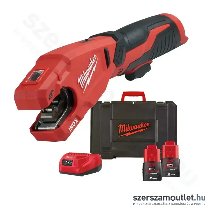 MILWAUKEE M12 PCSS-202C Akkus csővágó INOX, kofferben (2x2,0Ah/12V)