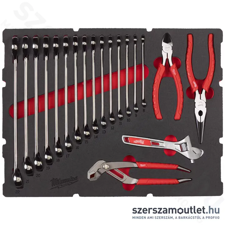 MILWAUKEE Villáskulcs és fogó készlet habbetétben 1/2" (8-22mm) (4932480715)