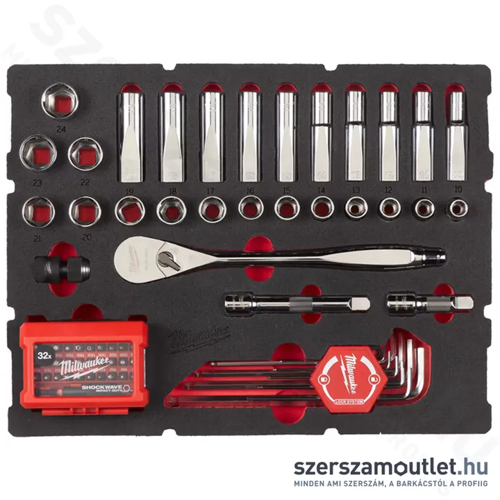 MILWAUKEE Dugókulcs és hex kulcs készlet habbetétben 1/2" (10-24mm) (4932480716)