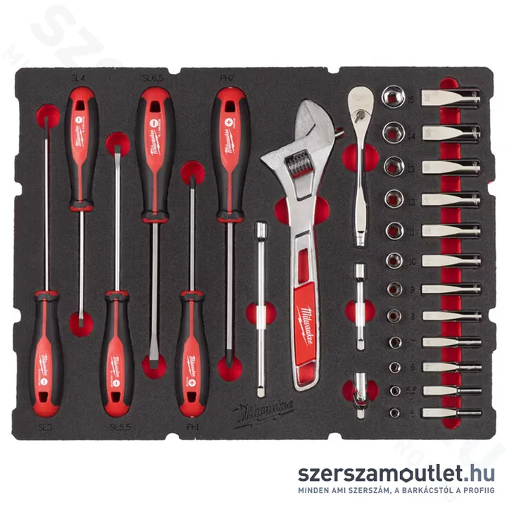 MILWAUKEE Csavarhúzó és dugókulcs készlet habbetétben 1/4" (5-15mm) (4932480717)