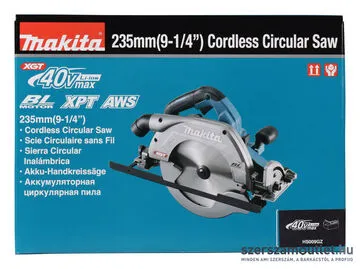 MAKITA HS009GZ Akkus szénkefementes körfűrész (40V/235mm) (Akku és töltő nélkül!)