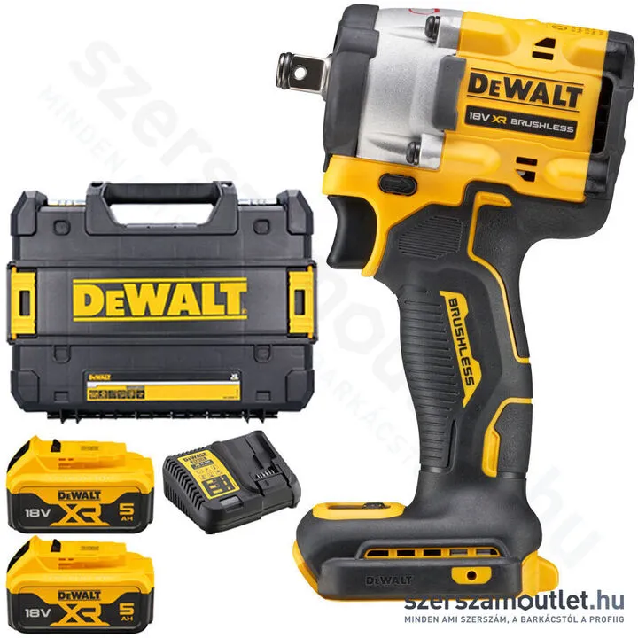 DEWALT DCF921P2T-QW Szénkefementes akkus ütvecsavarozó (1/2" 406Nm) kofferben (2x5,0Ah/18V)