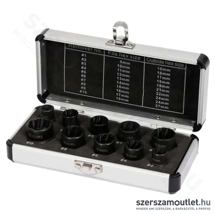 YATO Roncsolt csavarfej leszedő készlet 3/8" 9-19mm 10db-os (YT-06031)