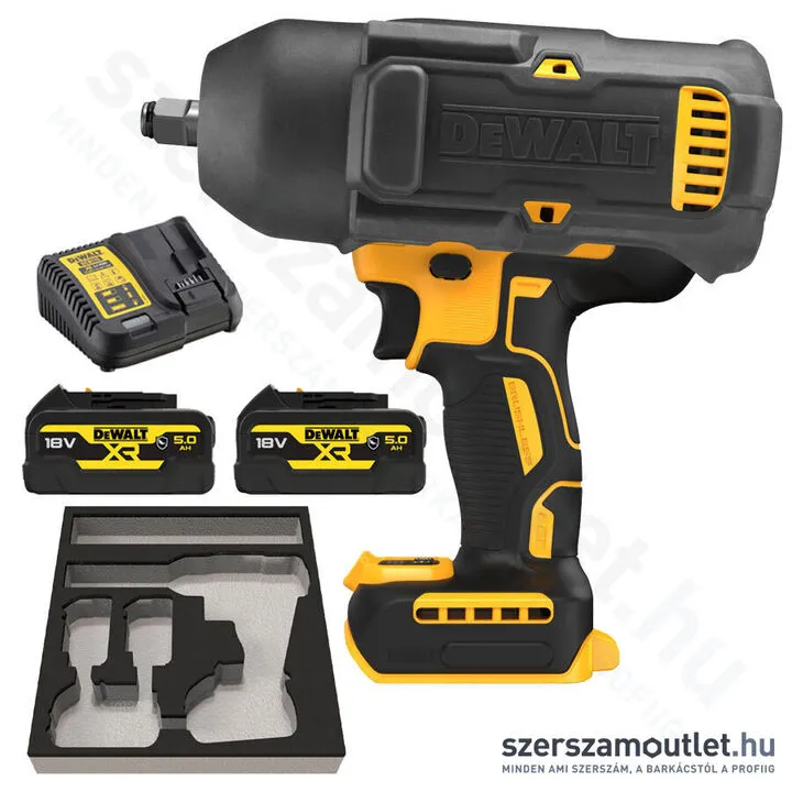 DEWALT DCF900P2G Akkus ütvecsavarozó, gumírozott, PUR betéttel (1/2" 1355Nm) (2x5,0Ah/18V)
