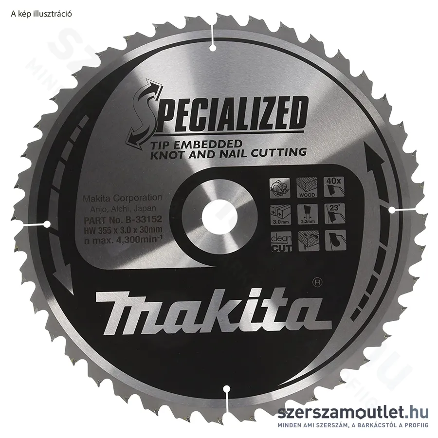 MAKITA SPECIALIZED Körfűrésztárcsa SZÖG,CSOMÓSFA 190x30mm Z16 (B-09357) (B-33059)