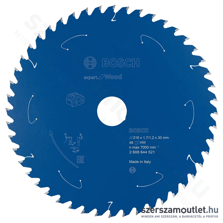 BOSCH EXPERT for Wood körfűrészlap akkumulátoros körfűrészekhez 216x2mm T48 (2608644521)