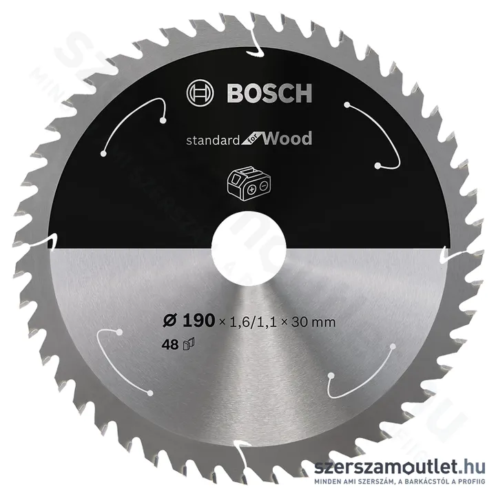 BOSCH Standard for Wood körfűrészlap akkumulátoros körfűrészekhez 190x1,6mm T48 (2608837710)