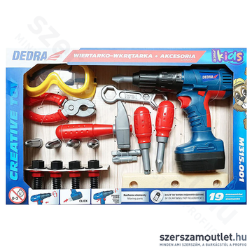 DEDRA Nagy játék fúró/csavarhúzó készlet 2xAA 20db-os (elem nem tartozék) (M315.001)