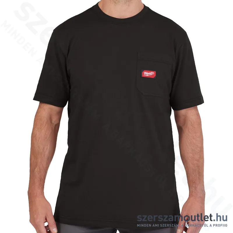 MILWAUKEE WT SS BL L Rövid ujjú zsebes póló FEKETE (L) (4932493005)