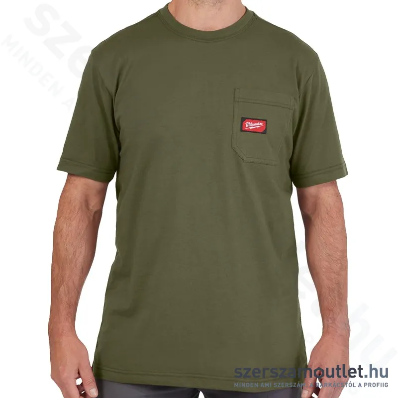 MILWAUKEE WT SS GN M Rövid ujjú zsebes póló ZÖLD (M) (4932493019)