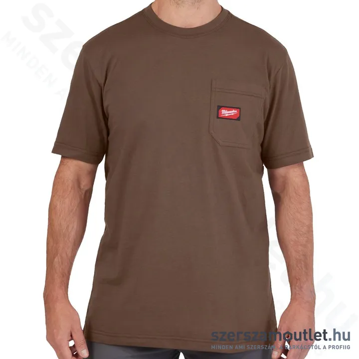 MILWAUKEE WT SS BR S Rövid ujjú zsebes póló BARNA (S) (4932493028)