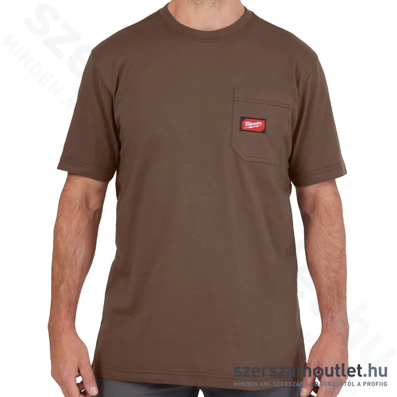 MILWAUKEE WT SS BR XL Rövid ujjú zsebes póló BARNA (XL) (4932493031)