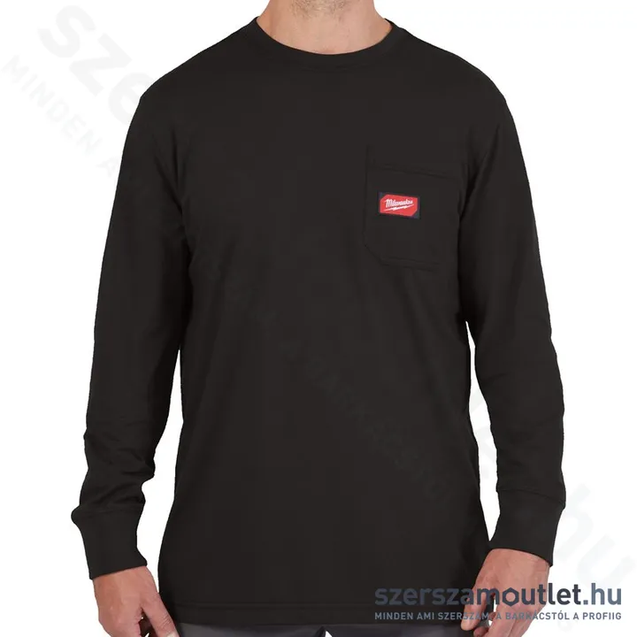 MILWAUKEE WT LS BL M Hosszú ujjú zsebes póló FEKETE (M) (4932493034)