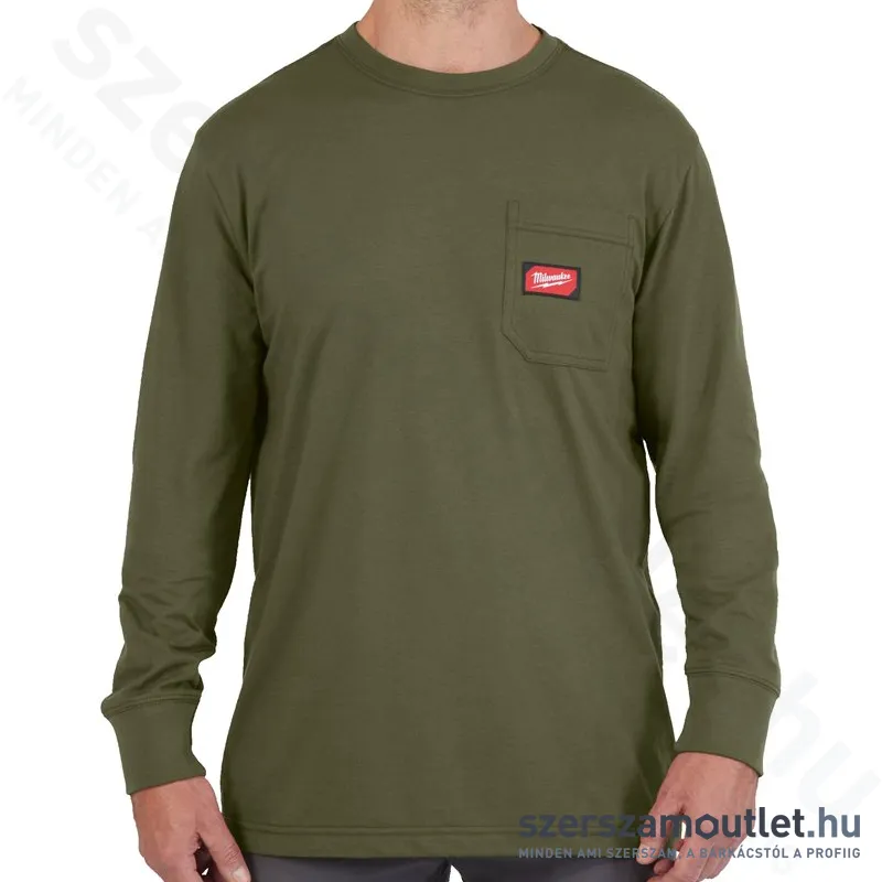 MILWAUKEE WT LS GN M Hosszú ujjú zsebes póló ZÖLD (M) (4932493049)