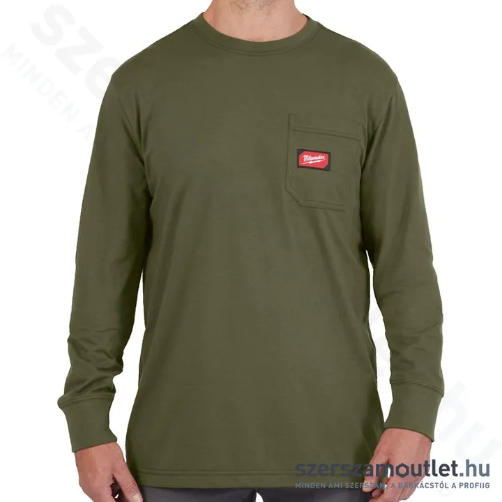 MILWAUKEE WT LS GN M Hosszú ujjú zsebes póló ZÖLD (M) (4932493049)