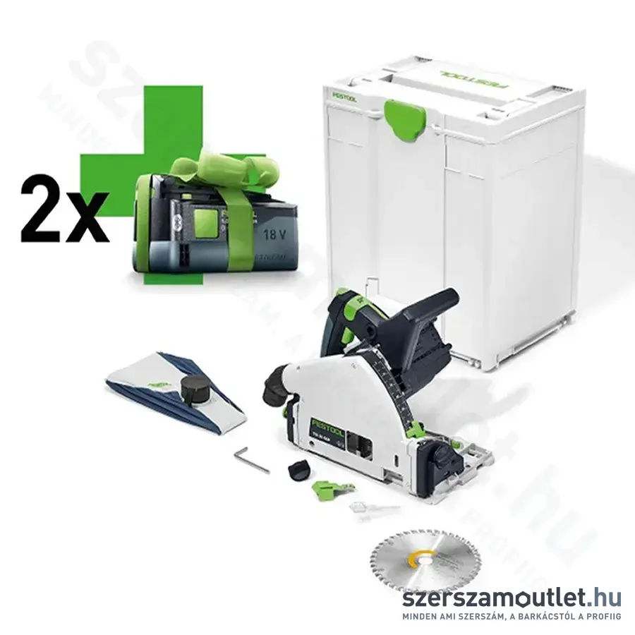 FESTOOL TSC 55 KEB-Basic Akkus merülőfűrész (2db AJÁNDÉK akkuval, töltő nélkül)