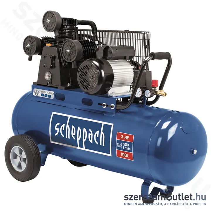 SCHEPPACH HC 550 TC Olajkenésű háromhengeres kompresszor (2200W/100l)