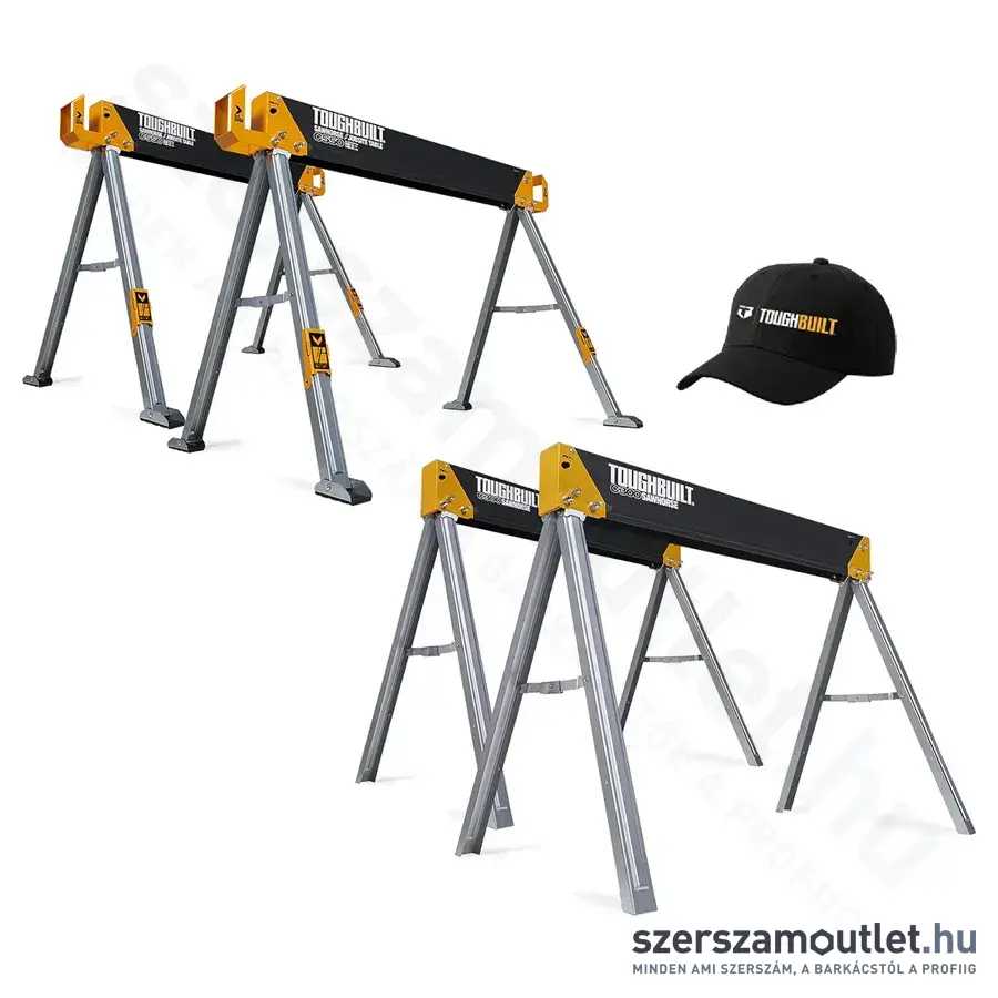 TOUGHBUILT C550 Összecsukható fűrészbak 1 pár + C300 Összecsukható fűrészbak 1 pár + Grátisz sapka