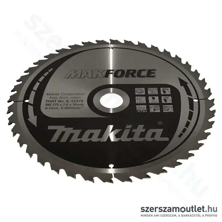 MAKITA Mforce Körfűrésztárcsa 270x30mm Z40 (B-32378)