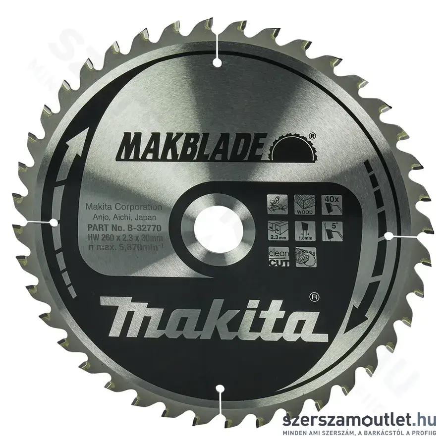 MAKITA MAKBLADE Körfűrésztárcsa 260x30mm Z40 (B-32770)