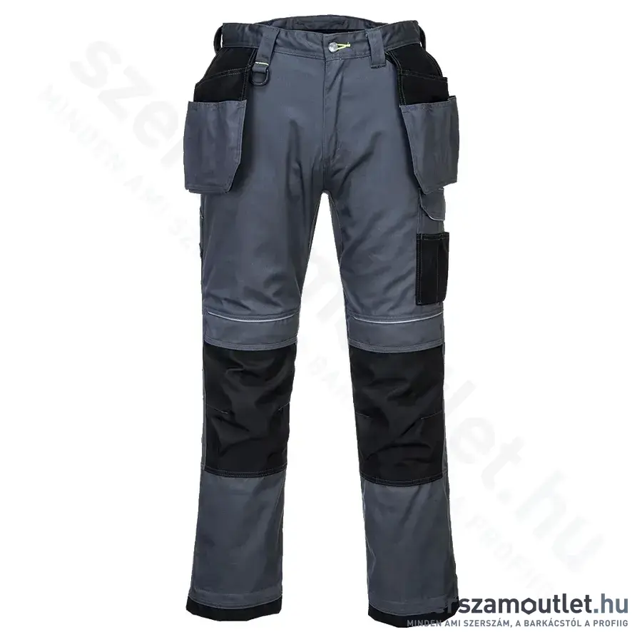 PORTWEST PW3 Holster Work Lengőzsebes nadrág (Szürke/Fekete) (T602ZBR)