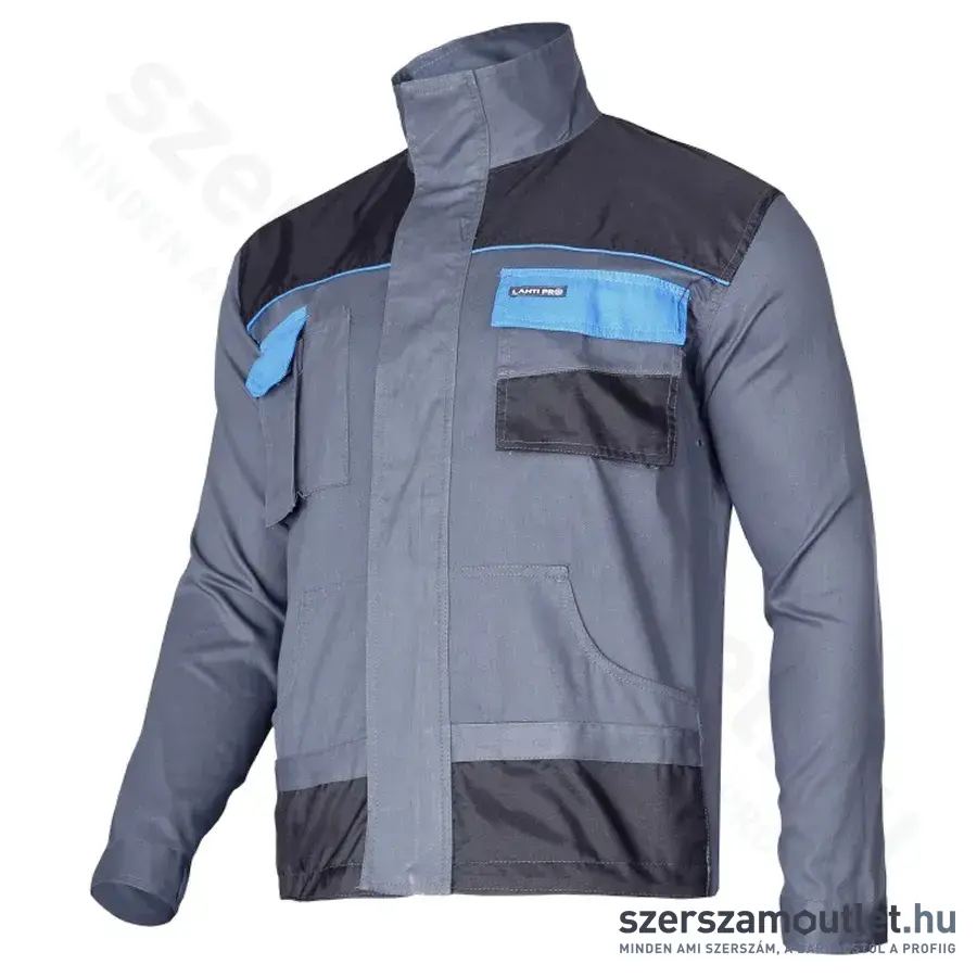 LAHTI PRO Munkavédelmi kabát, vékony, pamut XXXL [Fekete/Szürke/Kék] (L4040560)