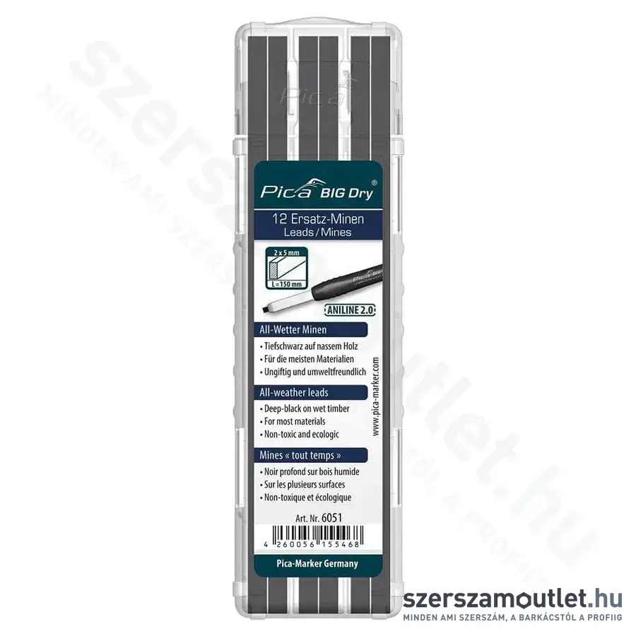 PICA BIG DRY Jelölőmarker betét, speciális grafit 2x5mm, 150mm (12db/csomag) (6051)