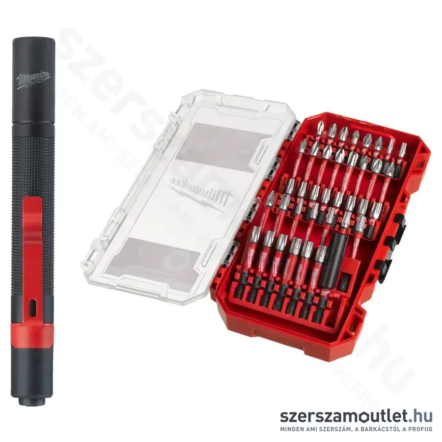 MILWAUKEE Shockwave Impact Duty Bitkészlet 39db-os + IPL LED lámpa 100lm, 2xAAA elem