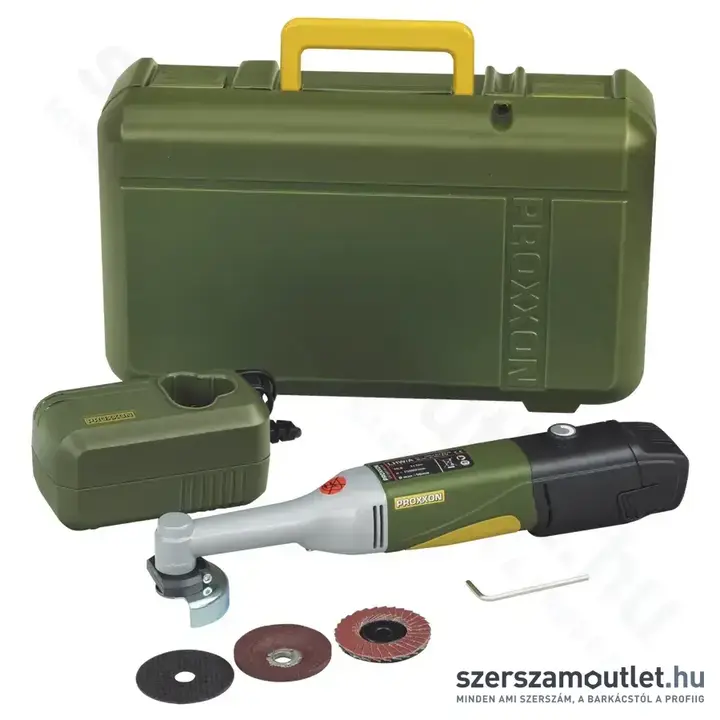 PROXXON LHW/A Akkus sarokcsiszoló, fordulatszabályzós hosszúnyakú, 50mm (2,6Ah/10,8V)
