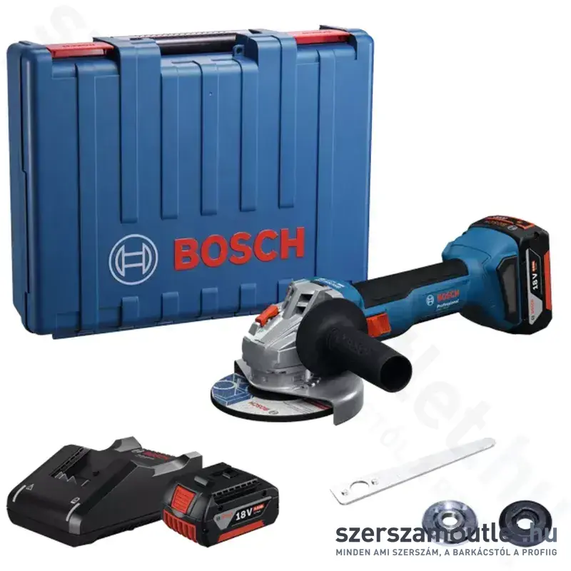 BOSCH GWS 18V-8 Akkus sarokcsiszoló kofferben (2x4,0Ah/18V) (06019N9020)