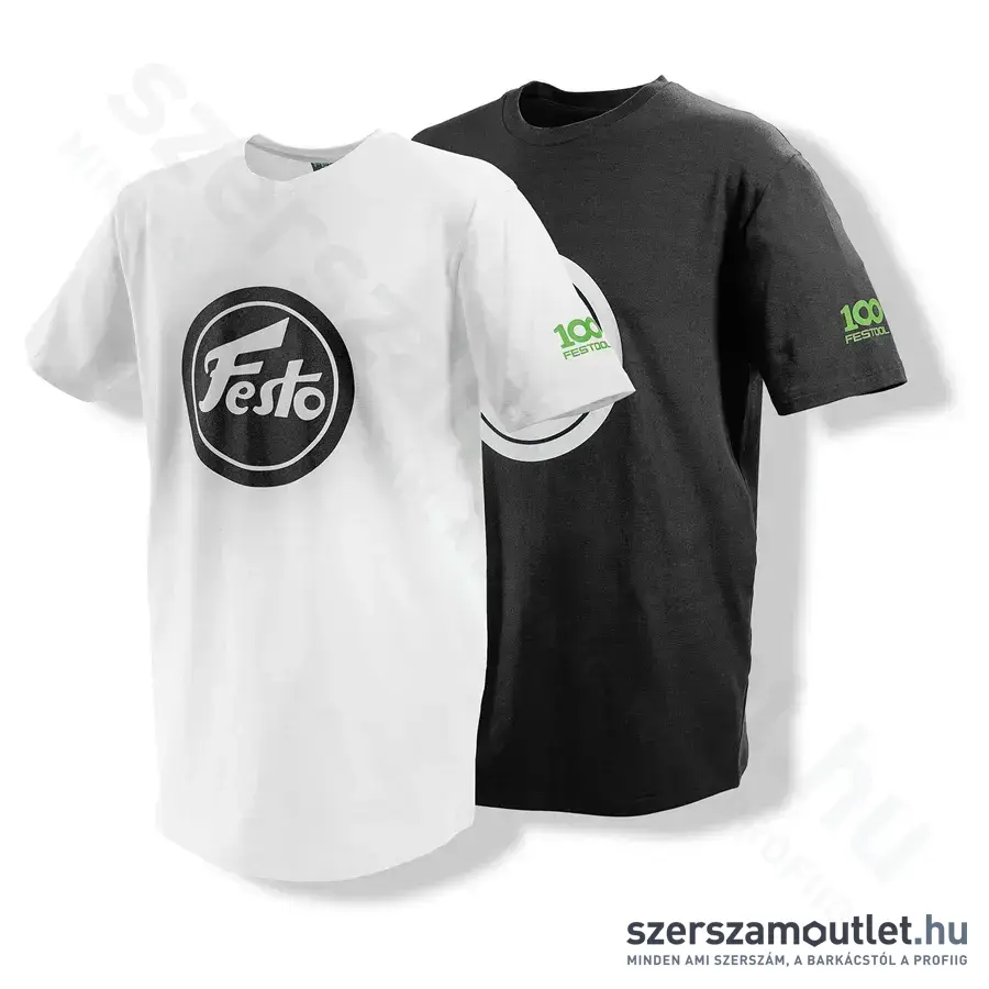 FESTOOL SH-FT3-XXL/2 100Y Póló 100 éves Festool évfordulóra XXL-es (Fekete/Fehér) (2db/csomag)