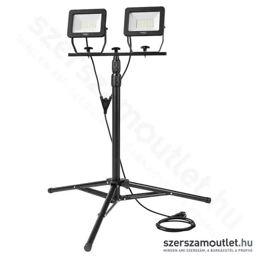 NEO TOOLS Reflektor teleszkópos állvánnyal, SMD-led, 9000lm, 6500K, IP65, 1,8m, 2x50W/230V