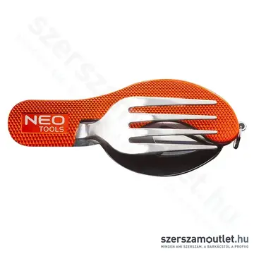 NEO TOOLS Tábori kemping zsebkés, evőeszköz funkció, alumínium, 100mm