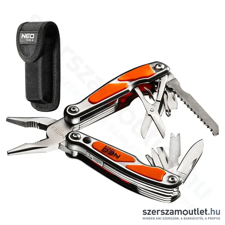 NEO TOOLS 12in1 Multifunkciós szerszám, 12 funkció, LED lámpa, 155/100mm