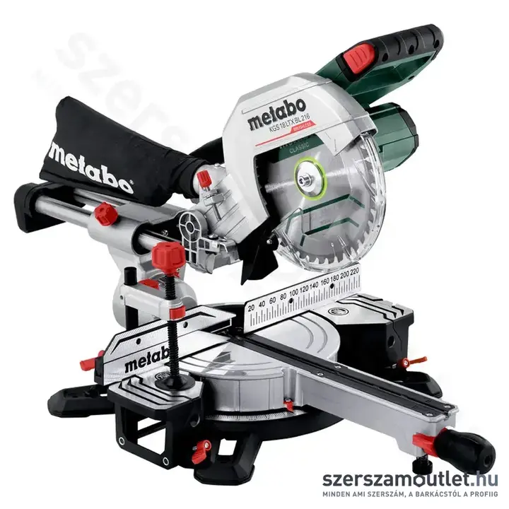 METABO KGS 18 LTX BL 216 Akkus, szénkefementes fejező/gérvágó körfűrész 18V (Akku és töltő nélkül!)