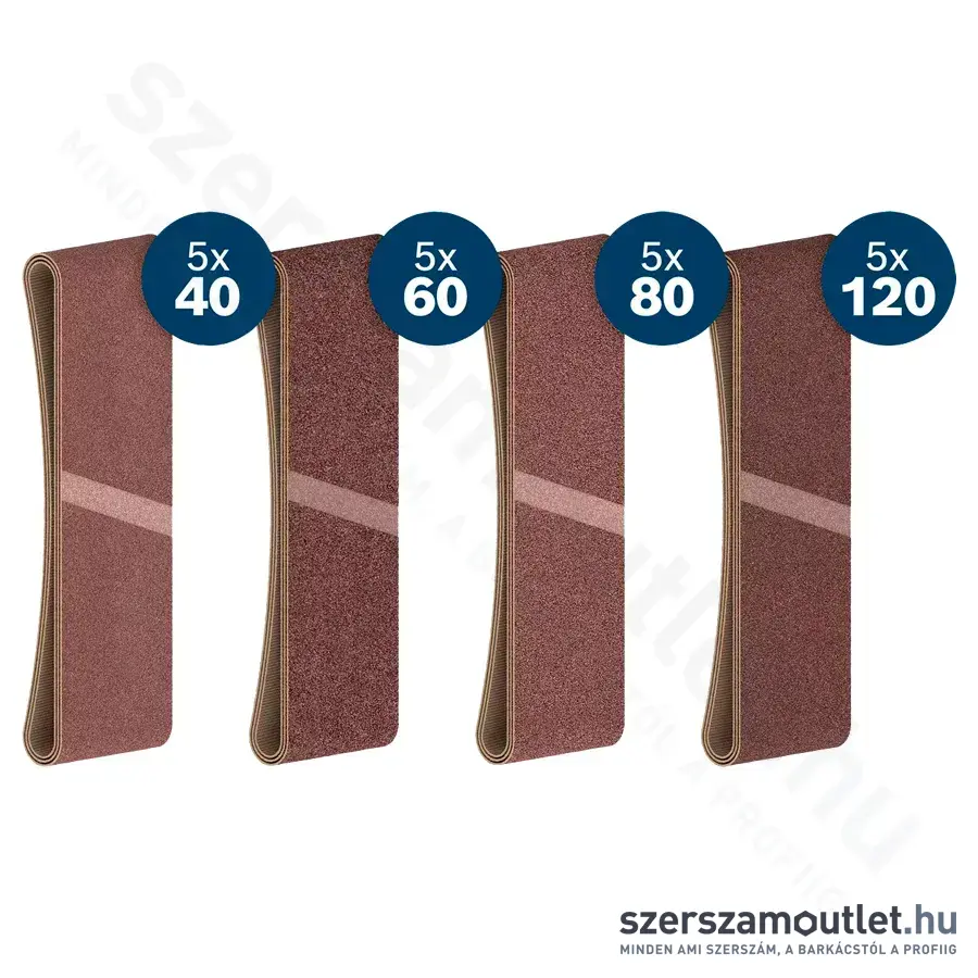 BOSCH PRO X440 Csiszolószalag készlet, G40/G60/G80/G120, 75x533mm, 20db-os