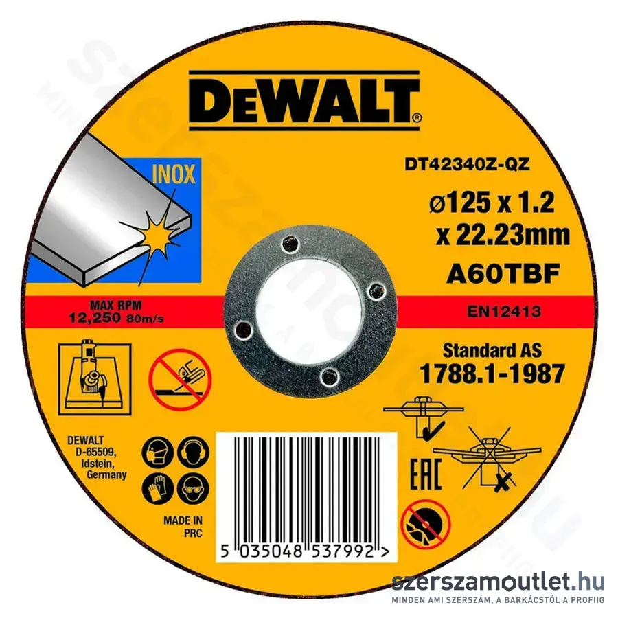 DEWALT DT42340Z INOX Vágókorong 125x1,2x22,23mm