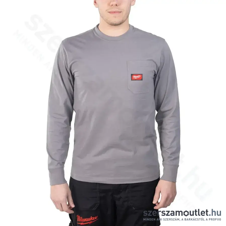 MILWAUKEE WT LS GR XXL Hosszú ujjú zsebes póló VILÁGOSSZÜRKE (XXL)