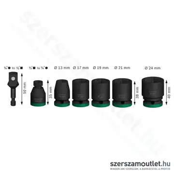 BOSCH PRO Impact Dugókulcs készlet 1/2", 13-24mm, 7db-os