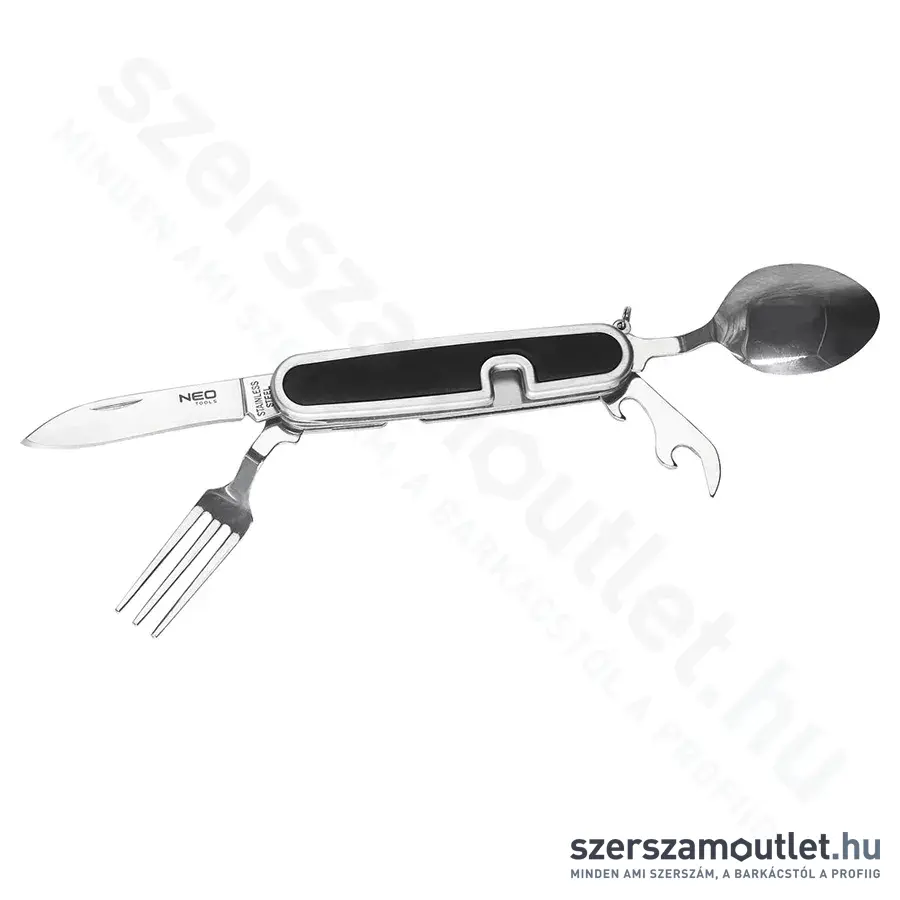 NEO TOOLS 4in1 Kemping evőeszköz készlet, 5funkció, 88/150mm