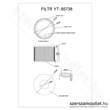 YATO HEPA szűrő YT-85700, YT-85701 porszívókhoz