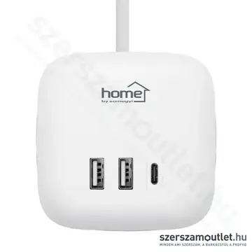 SOMOGYI Home CUBE2 Kocka elosztó, USB töltő, 3 aljzat gyermekvédelemmel, 1,5 m vezeték, 3680W, 230V